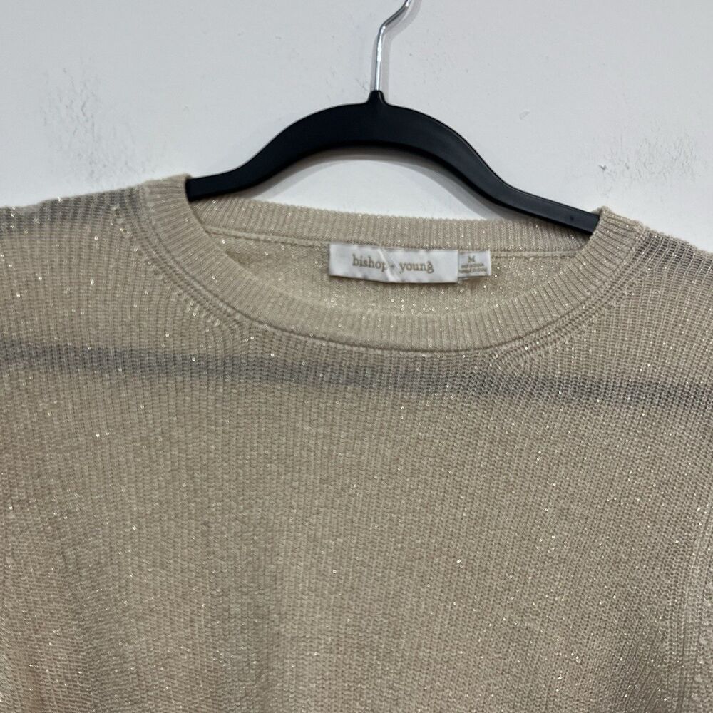 NWT Anthropologie Bishop + Young Gold Twist Front Sweater Knit Top Size Medium - Picture 2 of 5